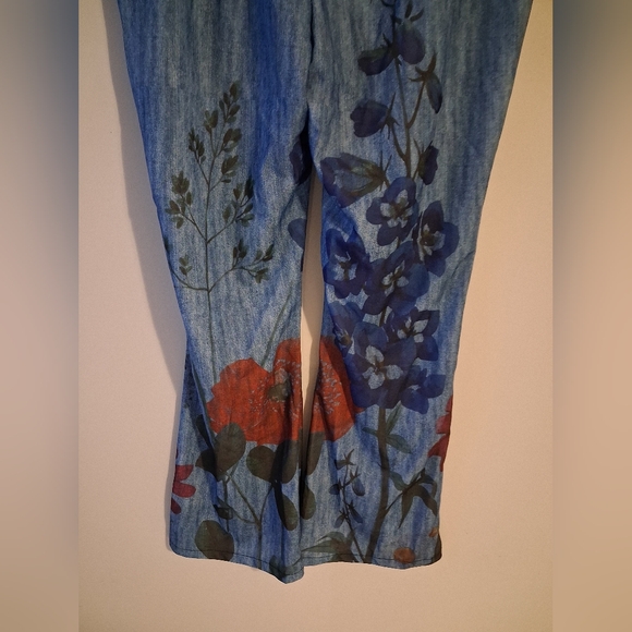 Floral Print Blue Pants - Picture 14 of 16